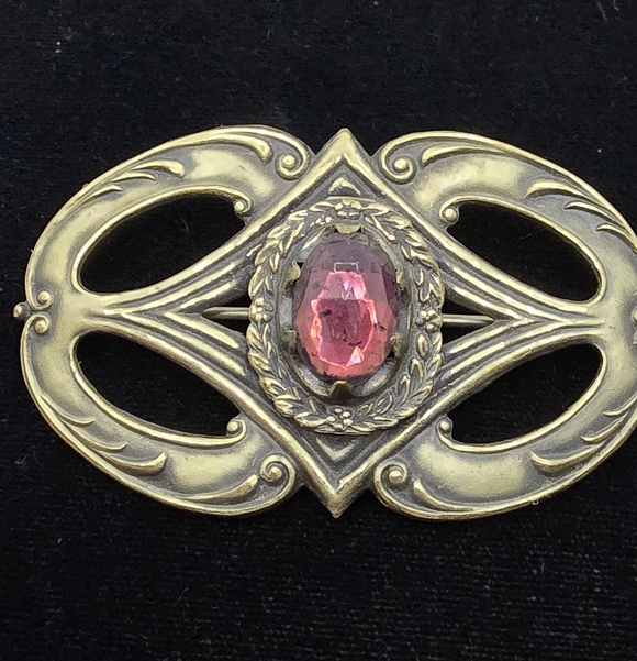 Art Nouveau Pink Sash Pin Brooch Antique - Picture 2 of 7